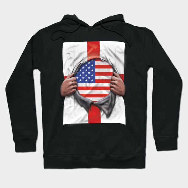 USA Flag English Flag Ripped - Gift for English From USA Hoodie by Country Flags